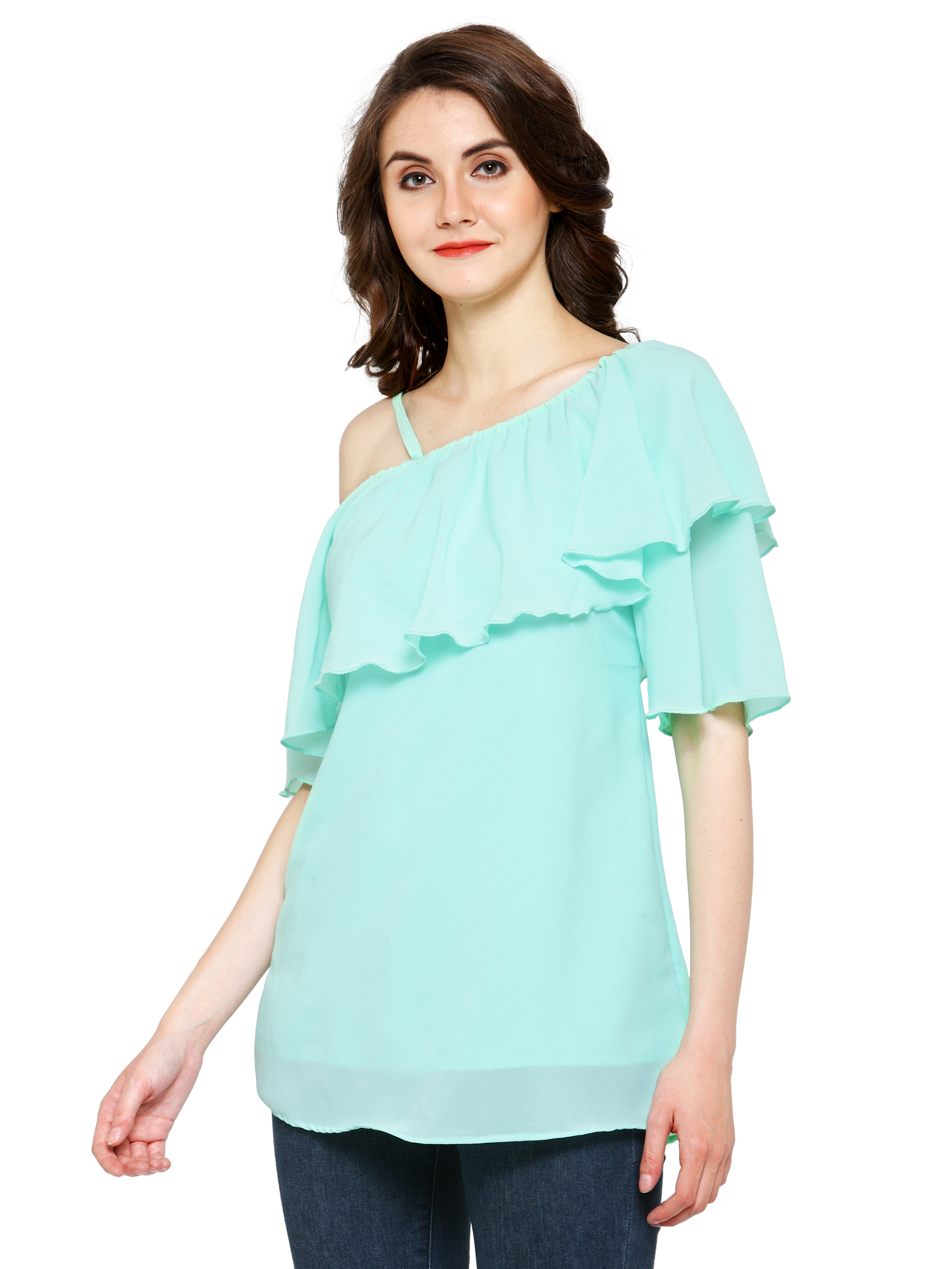 LOST IN SEA GREEN CAPE SLEEVES REGULAR TOP